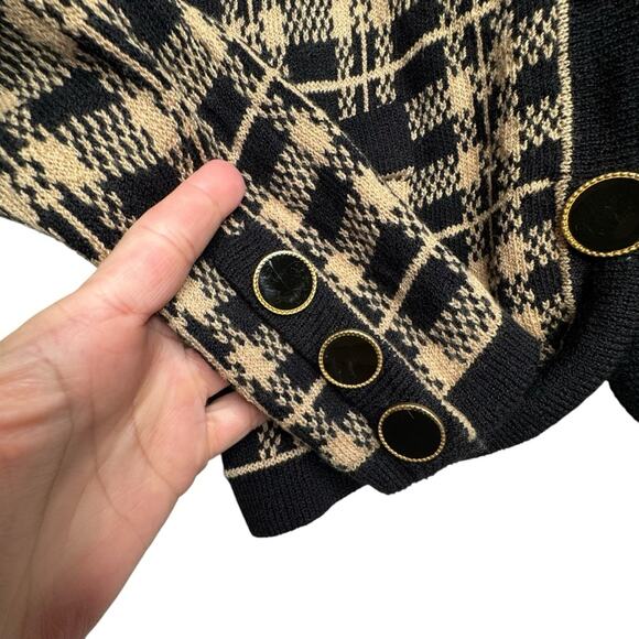 Don Sayres Wellmore Cardigan 10 Wool Blend Vintage Black Gold Buttons - Picture 5 of 12
